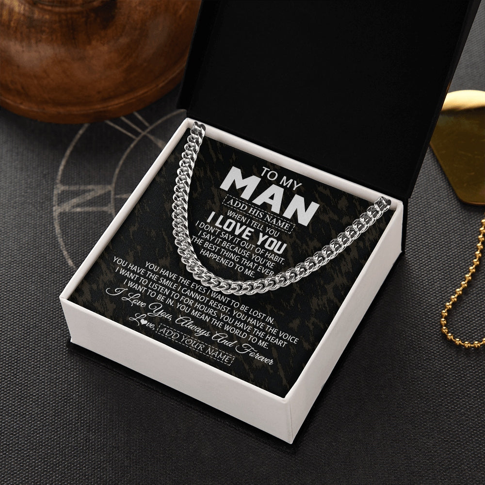 Cuban Link Chain Necklace Stainless Steel | 2 | Personalized To My Man Necklace For Boyfriend Gifts For Husband Ideal Gift For Valentine Birthday Anniversary Special Occasion Custom Gift Box Message Card | https://teecentury.
