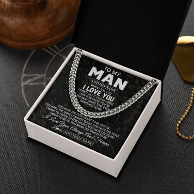 Cuban Link Chain Necklace Stainless Steel | 2 | Personalized To My Man Necklace For Boyfriend Gifts For Husband Ideal Gift For Valentine Birthday Anniversary Special Occasion Custom Gift Box Message Card | https://teecentury.