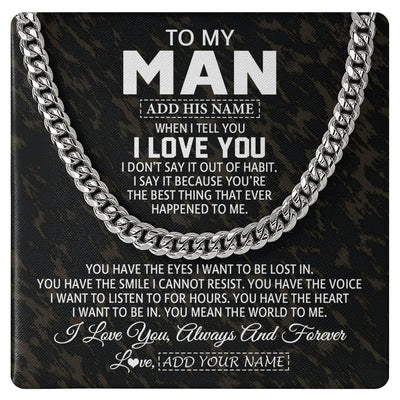 Cuban Link Chain Necklace Stainless Steel | 1 | Personalized To My Man Necklace For Boyfriend Gifts For Husband Ideal Gift For Valentine Birthday Anniversary Special Occasion Custom Gift Box Message Card | https://teecentury.