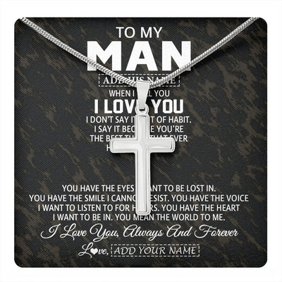Stainless Cross Necklace Stainless Steel | 1 | Personalized To My Man Necklace For Boyfriend Gifts For Husband Ideal Gift For Valentine Birthday Anniversary Special Occasion Custom Gift Box Message Card | https://teecentury.