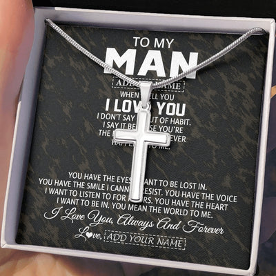 Stainless Cross Necklace Stainless Steel | 2 | Personalized To My Man Necklace For Boyfriend Gifts For Husband Ideal Gift For Valentine Birthday Anniversary Special Occasion Custom Gift Box Message Card | https://teecentury.