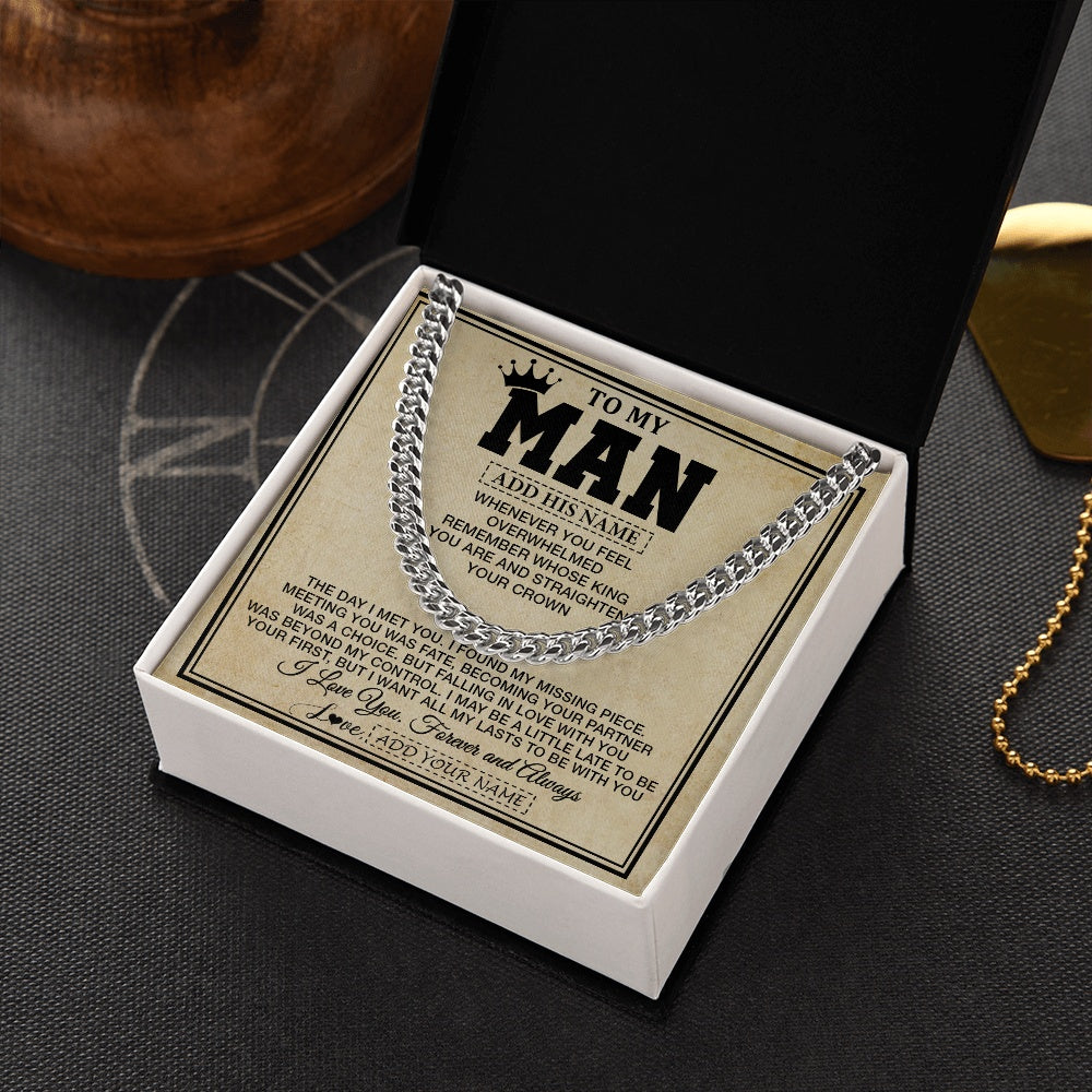 Cuban Link Chain Necklace Stainless Steel | 2 | Personalized To My Man Necklace For Men My King Romantic Boyfriend Husband Gifts Birthday For Him Anniversary Day Christmas Customized Gift Box Message Card | https://teecentury.
