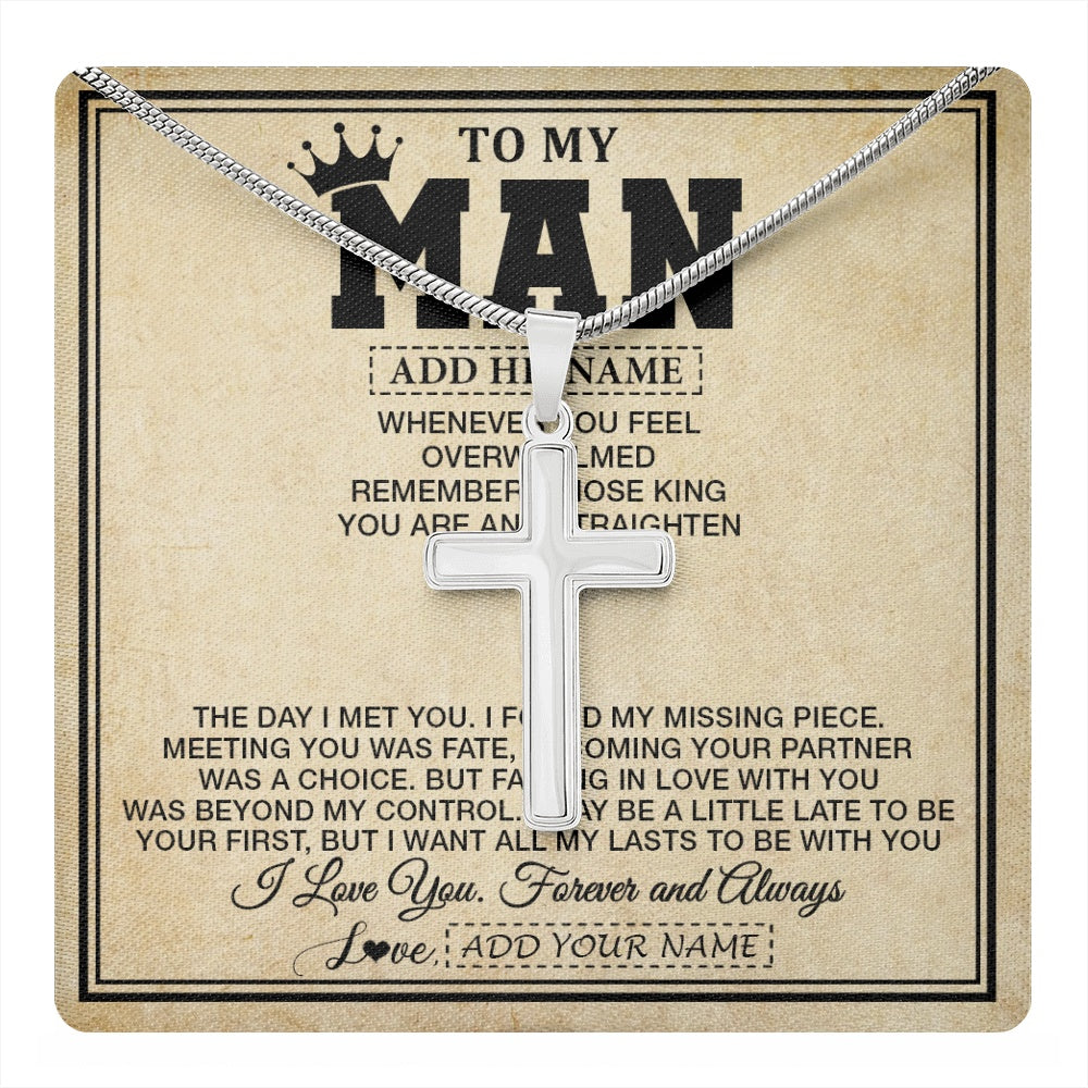 Stainless Cross Necklace Stainless Steel | 1 | Personalized To My Man Necklace For Men My King Romantic Boyfriend Husband Gifts Birthday For Him Anniversary Day Christmas Customized Gift Box Message Card | https://teecentury.