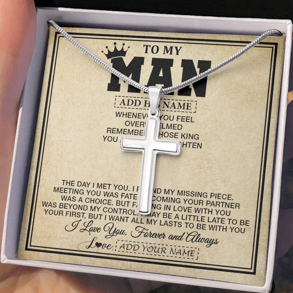 Stainless Cross Necklace Stainless Steel | 2 | Personalized To My Man Necklace For Men My King Romantic Boyfriend Husband Gifts Birthday For Him Anniversary Day Christmas Customized Gift Box Message Card | https://teecentury.