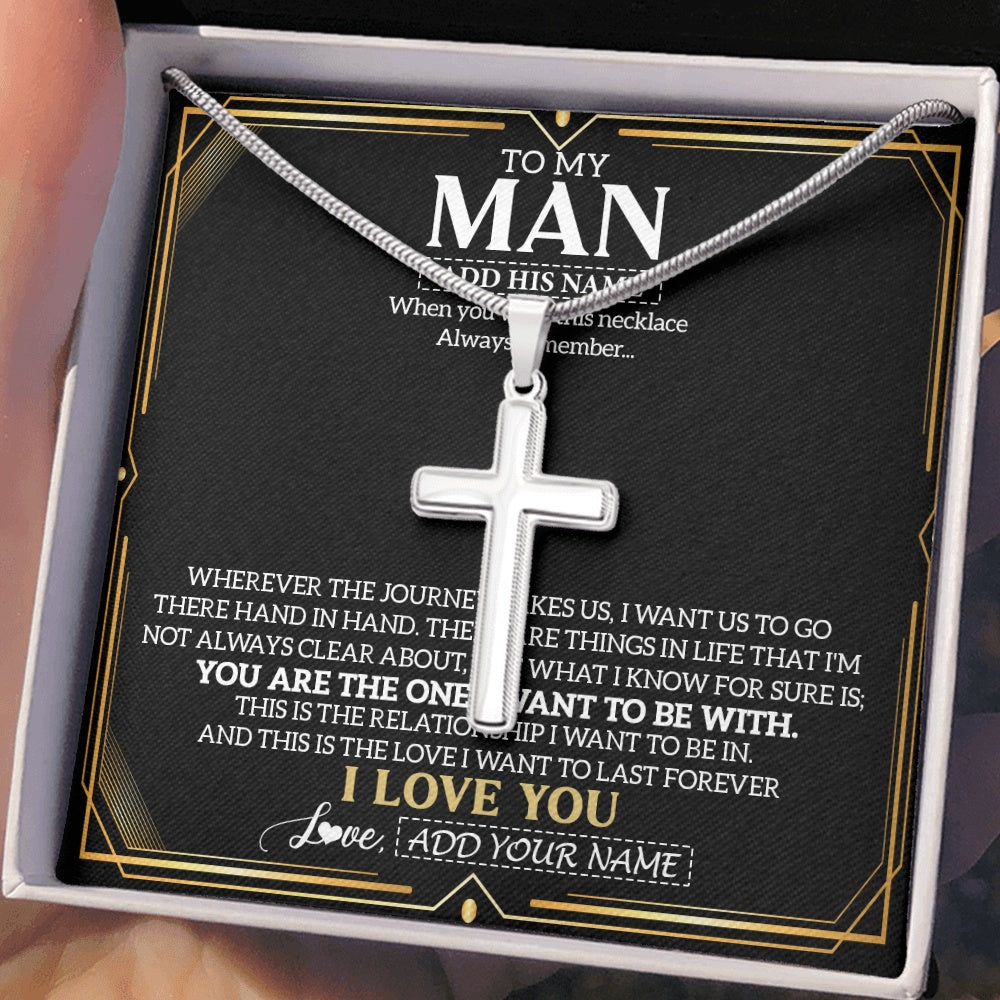 Stainless Cross Necklace Stainless Steel | 2 | Personalized To My Man Necklace Gift From Girlfriend Love Letter For Boyfriend Husband Jewelry From Wife Gifts For Men Birthday Christmas Gift Box Message Card | https://teecentury.