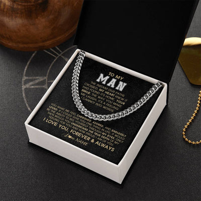 Cuban Link Chain Necklace Stainless Steel | 2 | Personalized To My Man Necklace The Instant Our Paths Crossed Boyfriend Fiancé Husband Valentines Day Birthday Christmas Customized Gift Box Message Card | teecentury