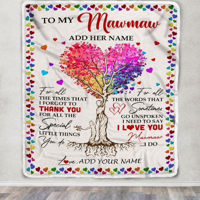 Personalized To My Mawmaw Blanket From Grandkids Grandson Colorful Tree Thank You For All Mawmaw Birthday Gifts Mothers Day Christmas Customized Fleece Blanket | teecentury