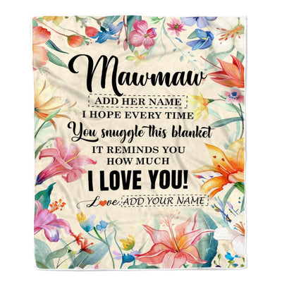 Personalized To My Mawmaw Blanket From Grandkids Grandson Floral I Love You Great Mawmaw Birthday Gifts Mothers Day Christmas Customized Fleece Blanket | teecentury
