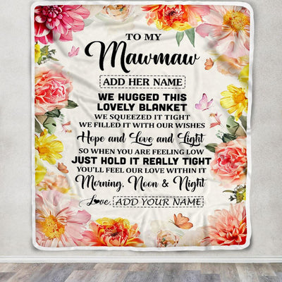 Personalized To My Mawmaw Blanket From Grandkids Grandson Floral We Hugged This Lovely Mawmaw Birthday Gifts Mothers Day Christmas Customized Fleece Blanket | teecentury