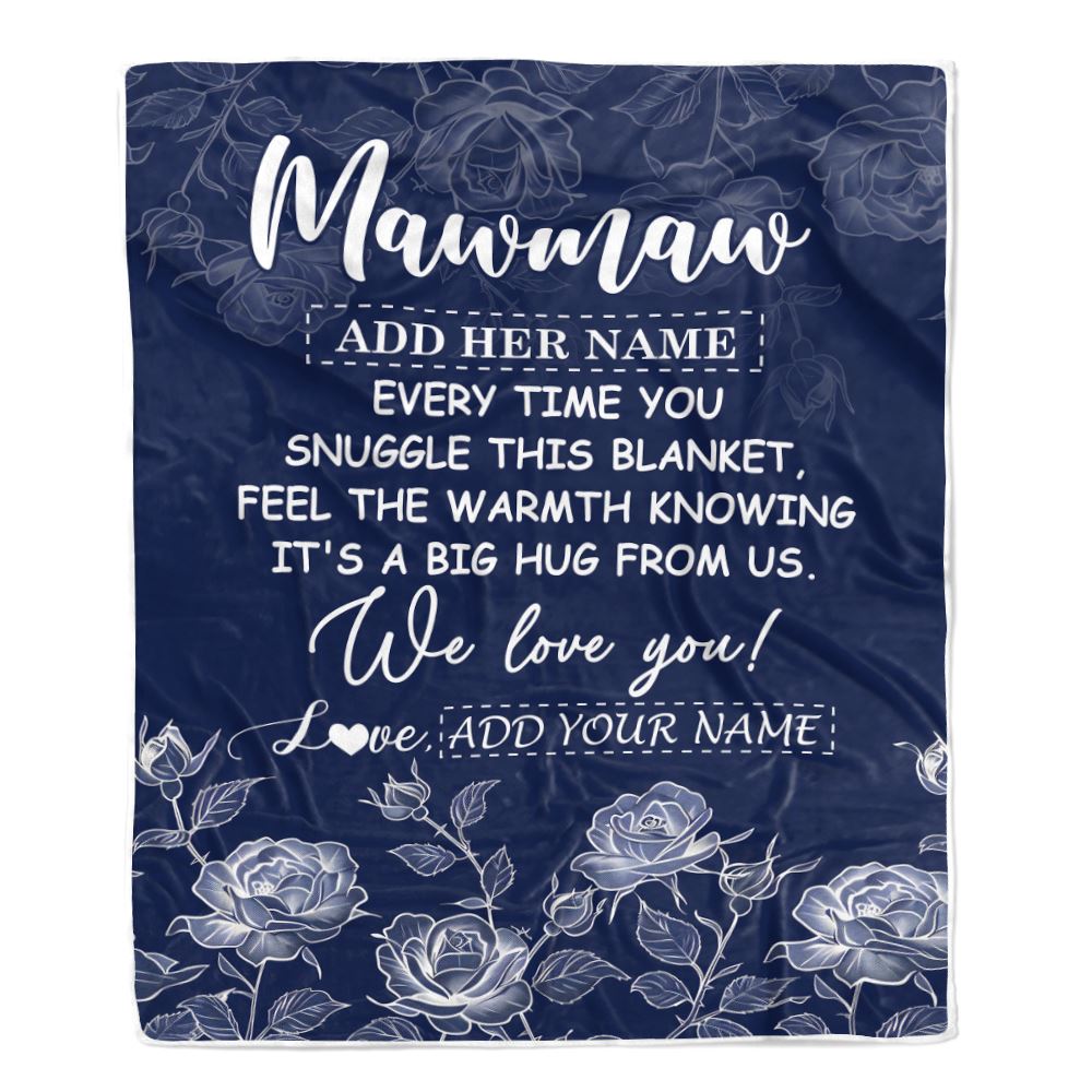 Personalized To My Mawmaw Gifts Blanket From Granddaughter Grandson Blue Flower Love You Birthday Gifts For Mawmaw Mothers Day Christmas Mawmaw Fleece Blanket | teecentury