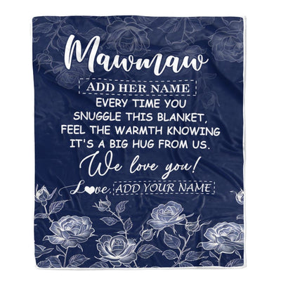 Personalized To My Mawmaw Gifts Blanket From Granddaughter Grandson Blue Flower Love You Birthday Gifts For Mawmaw Mothers Day Christmas Mawmaw Fleece Blanket | teecentury