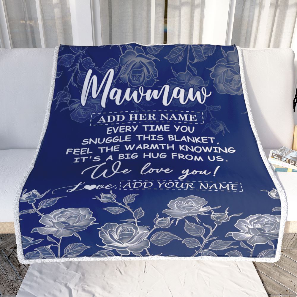 Personalized To My Mawmaw Gifts Blanket From Granddaughter Grandson Blue Flower Love You Birthday Gifts For Mawmaw Mothers Day Christmas Mawmaw Fleece Blanket | teecentury