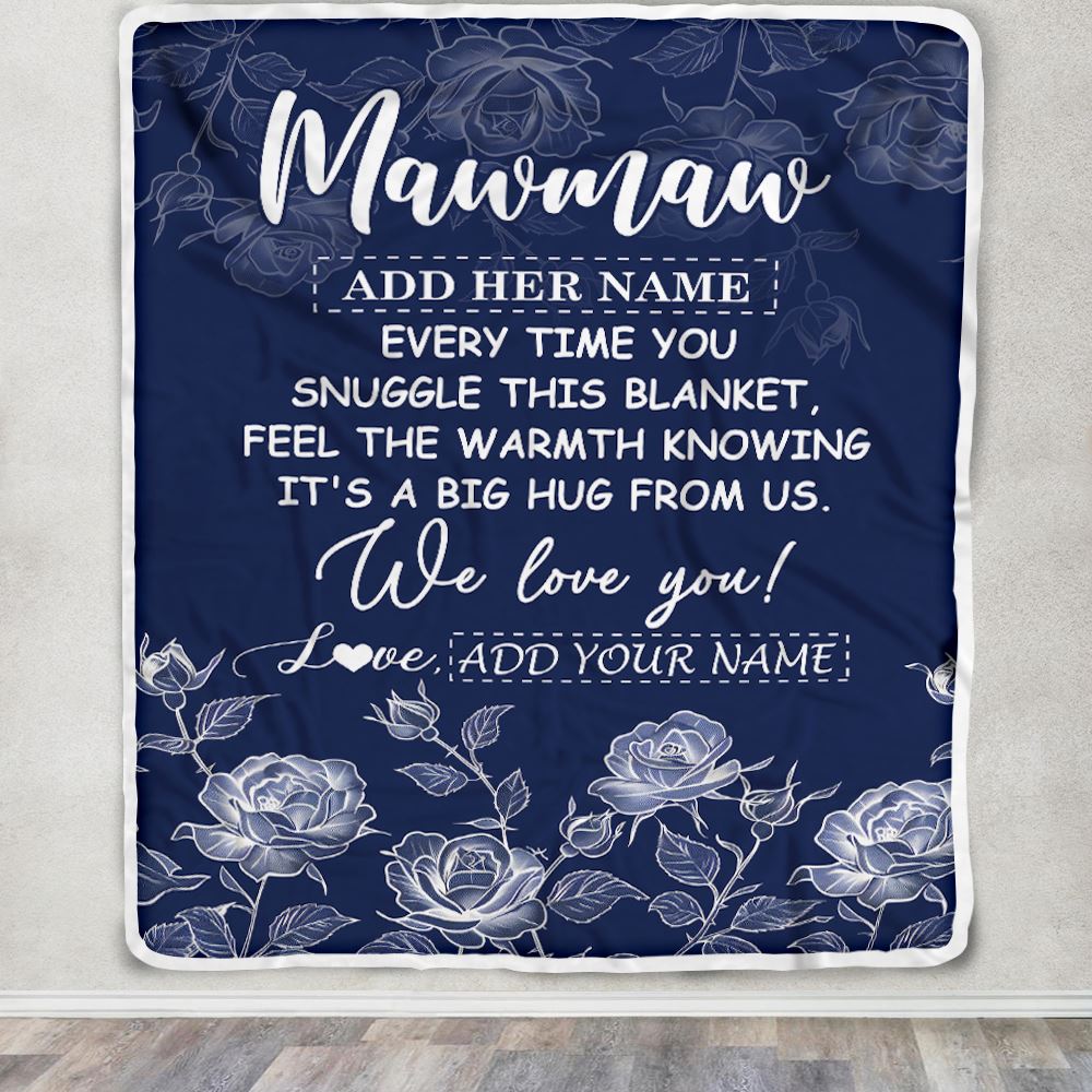 Personalized To My Mawmaw Gifts Blanket From Granddaughter Grandson Blue Flower Love You Birthday Gifts For Mawmaw Mothers Day Christmas Mawmaw Fleece Blanket | teecentury