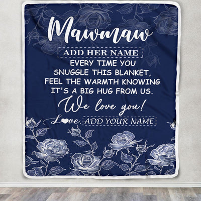 Personalized To My Mawmaw Gifts Blanket From Granddaughter Grandson Blue Flower Love You Birthday Gifts For Mawmaw Mothers Day Christmas Mawmaw Fleece Blanket | teecentury