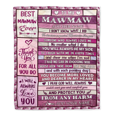 Personalized To My Mawmaw Gifts Blanket From Granddaughter Grandson Wood Thank You For All Gifts For Mawmaw Mothers Day Birthday Christmas Fleece Blanket | teecentury