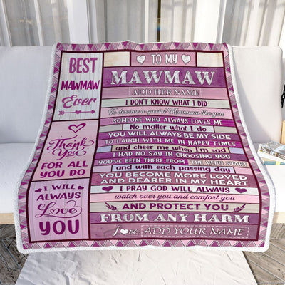 Personalized To My Mawmaw Gifts Blanket From Granddaughter Grandson Wood Thank You For All Gifts For Mawmaw Mothers Day Birthday Christmas Fleece Blanket | teecentury