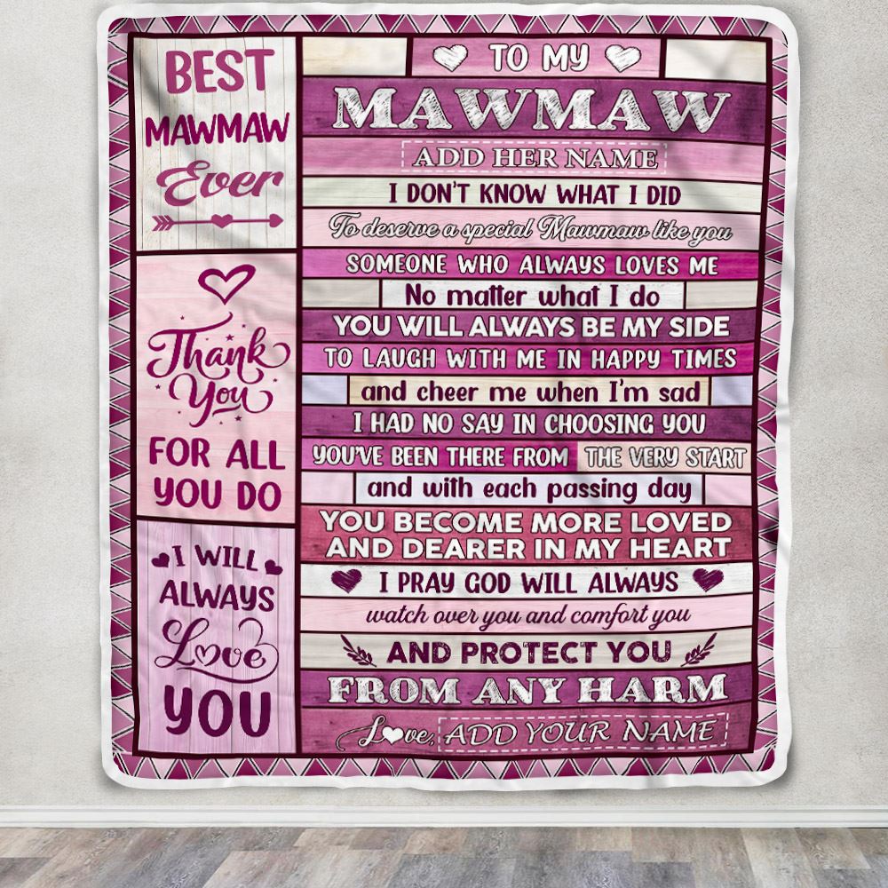 Personalized To My Mawmaw Gifts Blanket From Granddaughter Grandson Wood Thank You For All Gifts For Mawmaw Mothers Day Birthday Christmas Fleece Blanket | teecentury