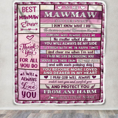 Personalized To My Mawmaw Gifts Blanket From Granddaughter Grandson Wood Thank You For All Gifts For Mawmaw Mothers Day Birthday Christmas Fleece Blanket | teecentury