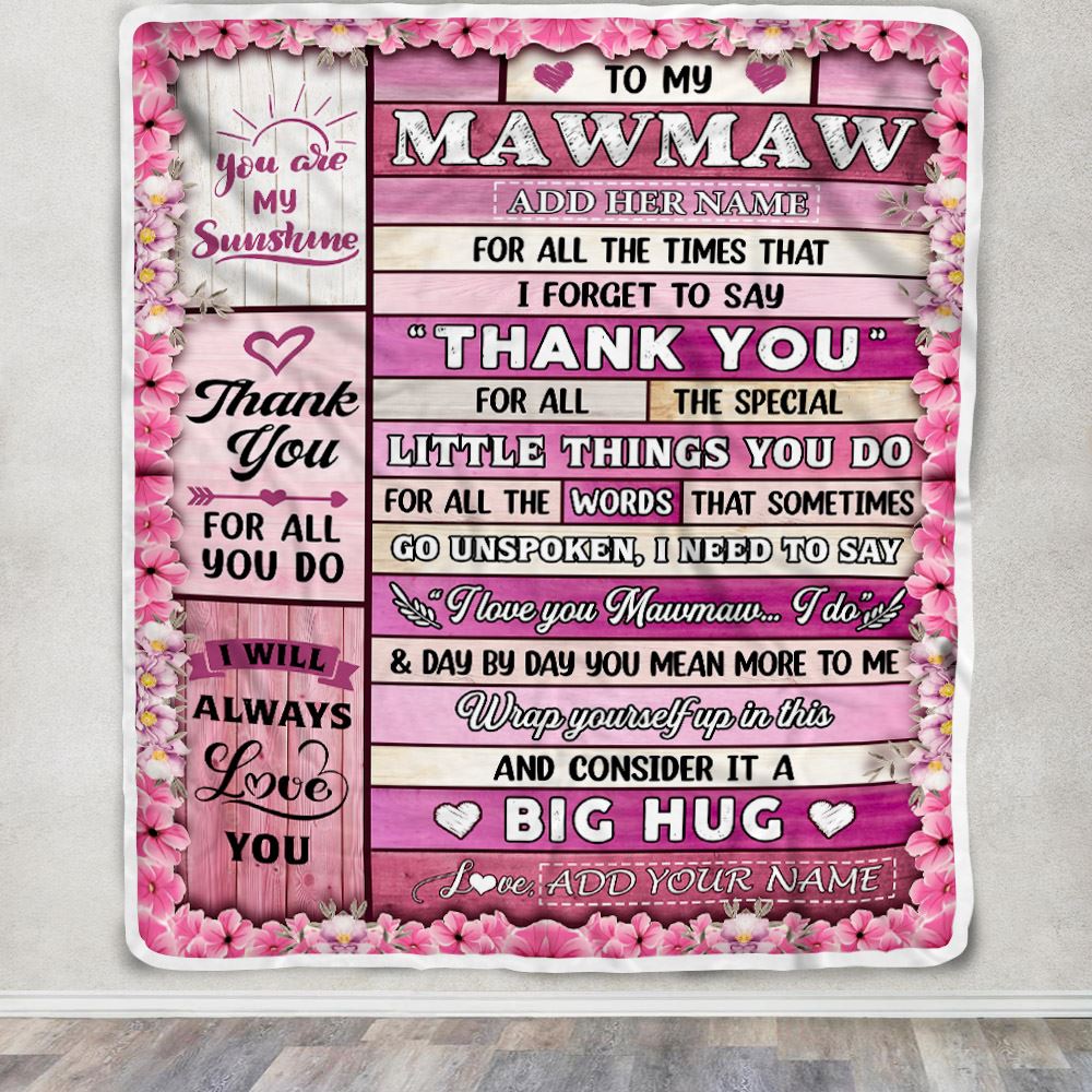 Personalized To My Mawmaw Gifts Blanket From Granddaughter Wood Thank You Best Mawmaw Birthday Gifts Mothers Day Christmas Custom Name Fleece Blanket | teecentury