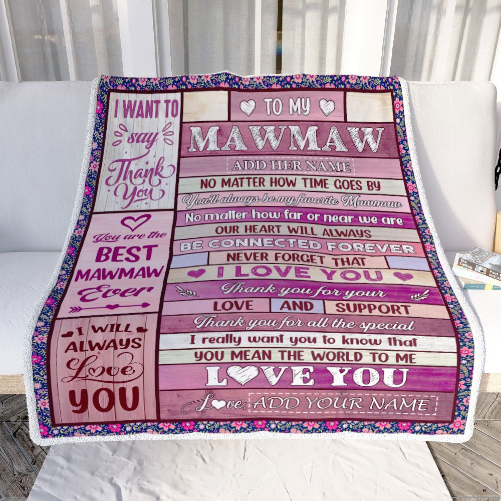 Personalized To My Mawmaw Gifts Blanket From Grandkids Grandson Wood My Favorite Mawmaw Birthday Gifts Mothers Day Christmas Customized Fleece Blanket | teecentury