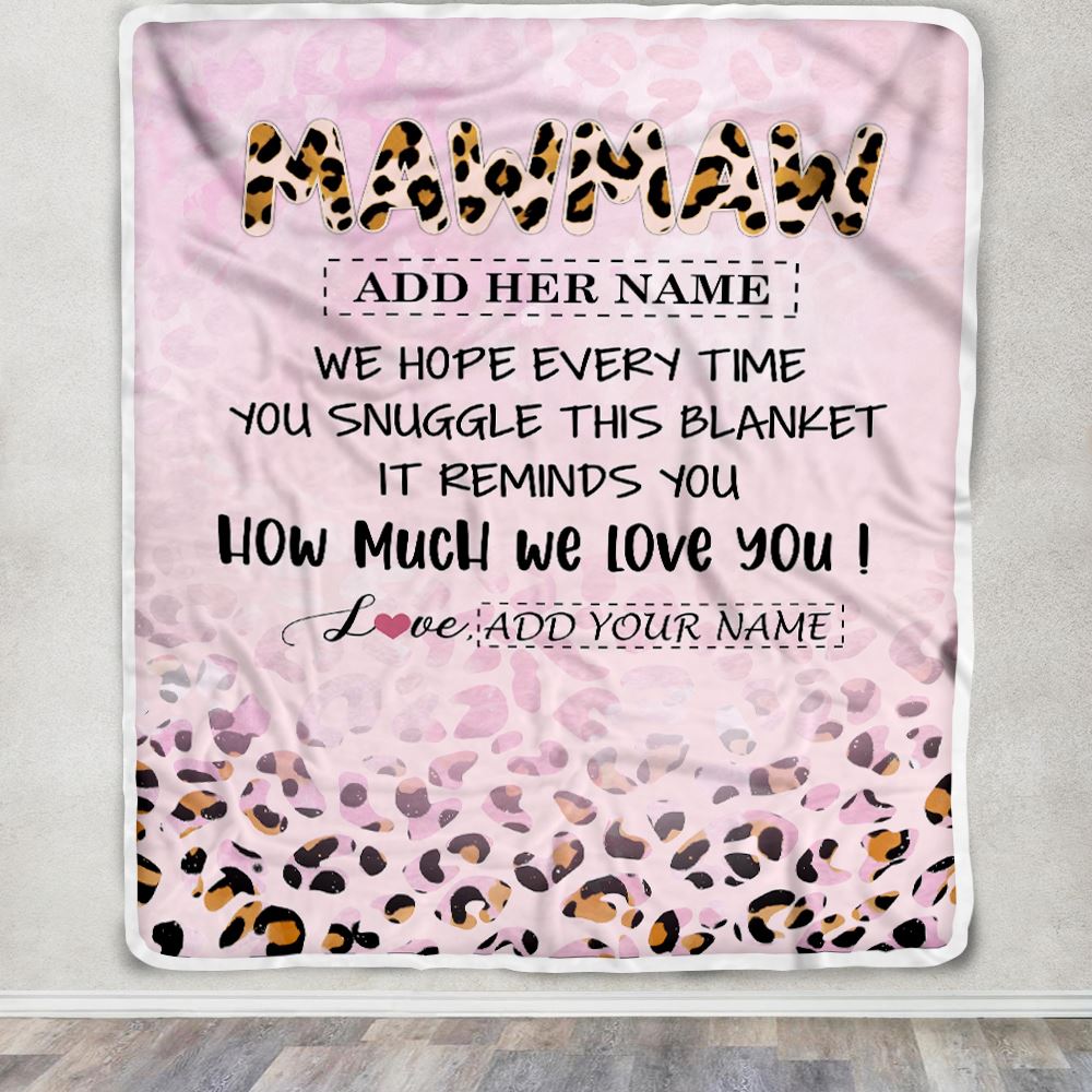 Personalized To My Mawmaw Gifts From Granddaughter Blanket Pink Leopard Happy Birthday Gifts For Mawmaw Mothers Day Christmas Customized Fleece Blanket | teecentury