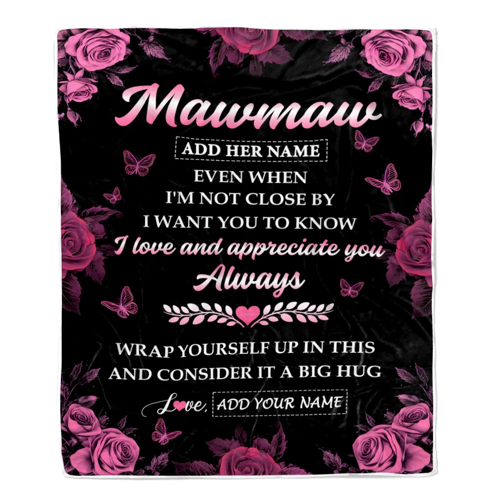 Personalized To My Mawmaw Gifts From Granddaughter Blanket Rose Floral It A Big Hug Birthday Gift Idea For Mawmaw Gifts Christmas Custom Fleece Throw Blanket | teecentury