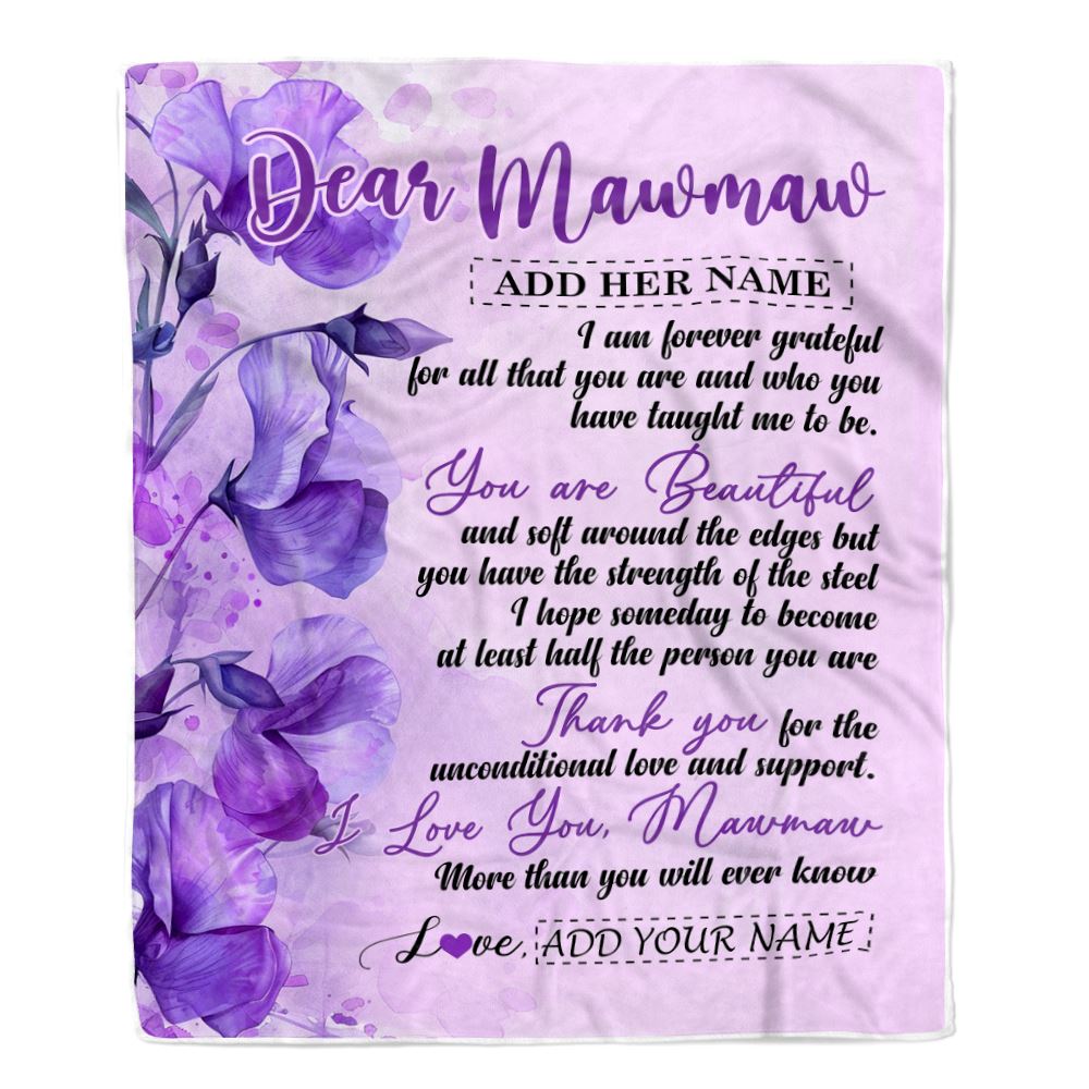 Personalized To My Mawmaw Gifts From Granddaughter Grandson Blanket Flower You Are Beautiful Gifts For Mawmaw Mothers Day Birthday Christmas Fleece Blanket | teecentury
