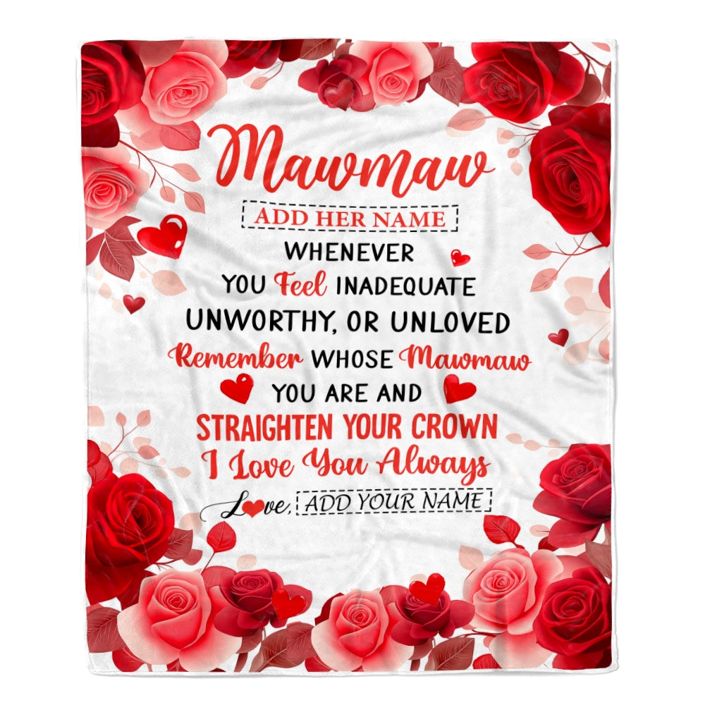 Personalized To My Mawmaw Gifts From Granddaughter Grandson Blanket Rose Flower Anniversary Birthday Gifts Mawmaw Mothers Day Christmas Custom Fleece Blanket | teecentury