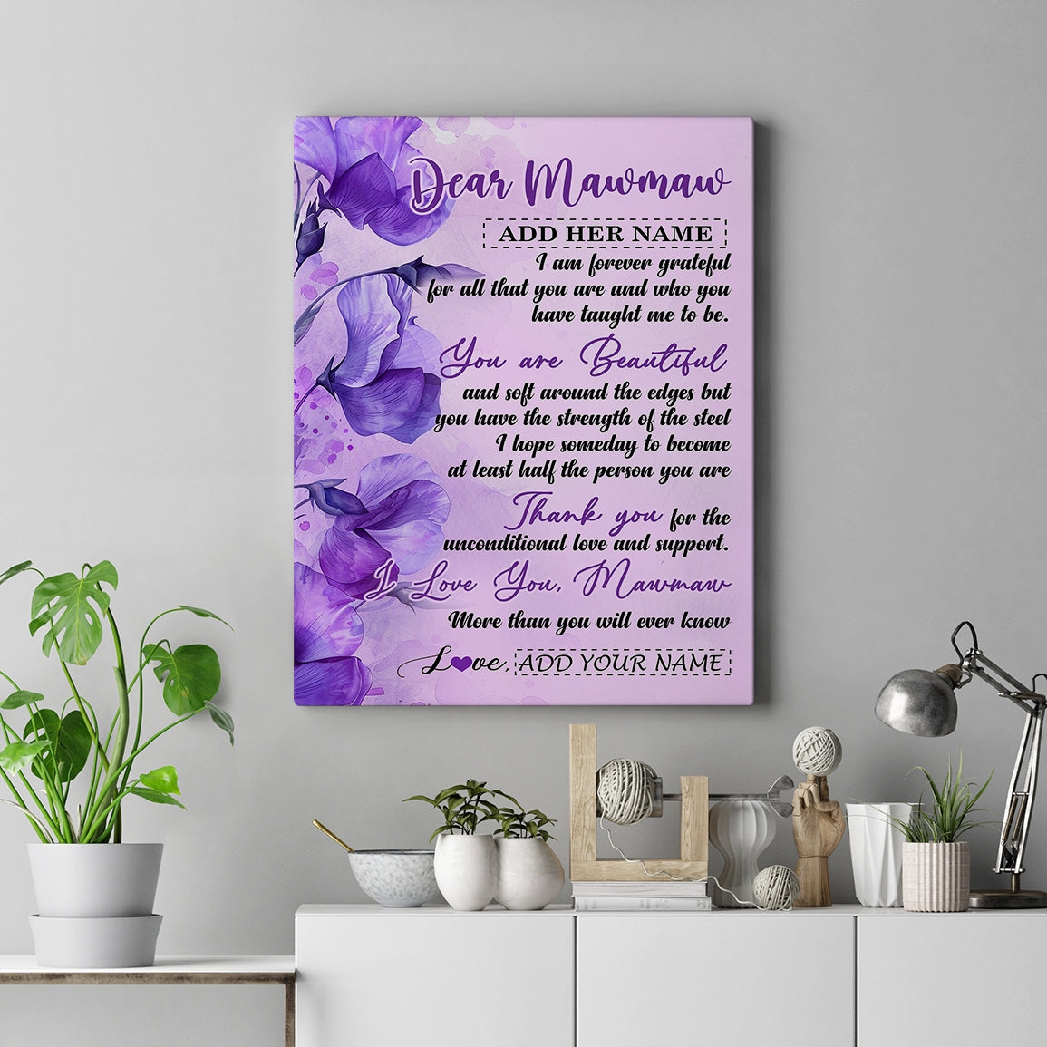 Personalized To My Mawmaw Gifts From Granddaughter Grandson Canvas Flower You Are Beautiful Gifts For Mawmaw Mothers Day Birthday Christmas Custom Print Framed Canvas | teecentury