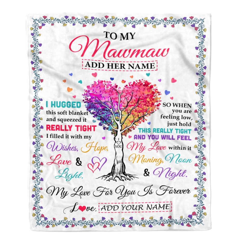 Personalized To My Mawmaw Gifts From Granddaughter Grandson Hugged Blanket Birthday Gifts For Mawmaw Mothers Day Christmas Customized Fleece Throw Blanket | teecentury