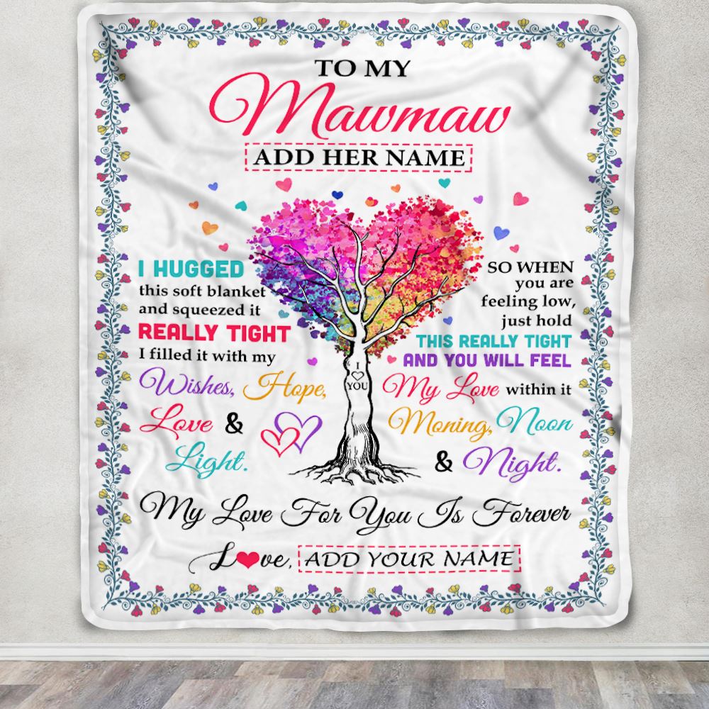 Personalized To My Mawmaw Gifts From Granddaughter Grandson Hugged Blanket Birthday Gifts For Mawmaw Mothers Day Christmas Customized Fleece Throw Blanket | teecentury