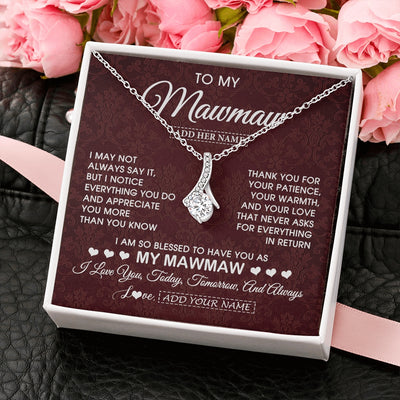 Alluring Beauty Necklace 14K White Gold Finish | 2 | Personalized To My Mawmaw Gifts From Granddaughter Necklace Meaningful Jewelry Pendant Gifts For Mawmaw Mothers Day Birthday Christmas Gift Box Message Card | https://teecentury.