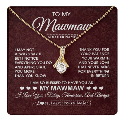 Alluring Beauty Necklace 18K Yellow Gold Finish | 1 | Personalized To My Mawmaw Gifts From Granddaughter Necklace Meaningful Jewelry Pendant Gifts For Mawmaw Mothers Day Birthday Christmas Gift Box Message Card | https://teecentury.