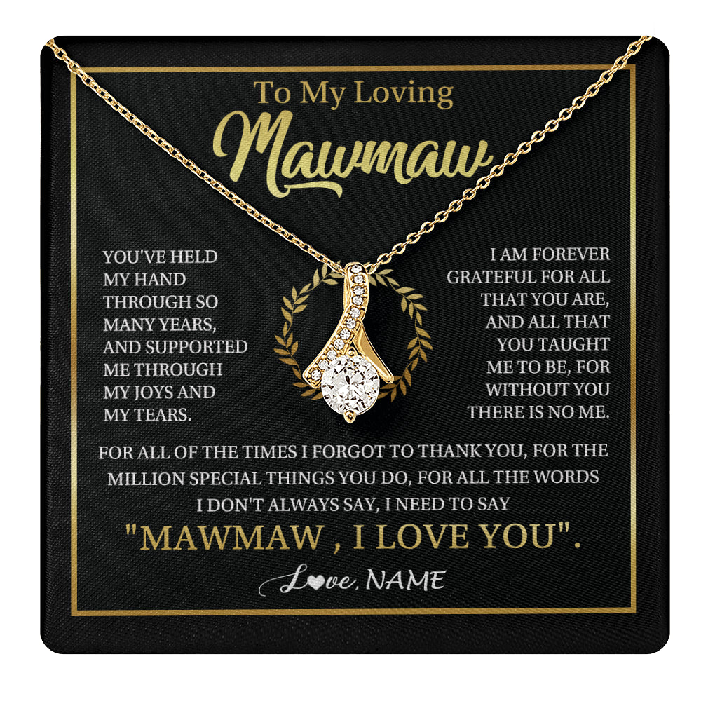 Alluring Beauty Necklace 18K Yellow Gold Finish | 1 | Personalized To My Mawmaw Gifts Necklace From Granddaughter Grandson Grateful Thank You Mawmaw Birthday Mothers Day Jewelry Customized Gift Box Message Card | teecentury