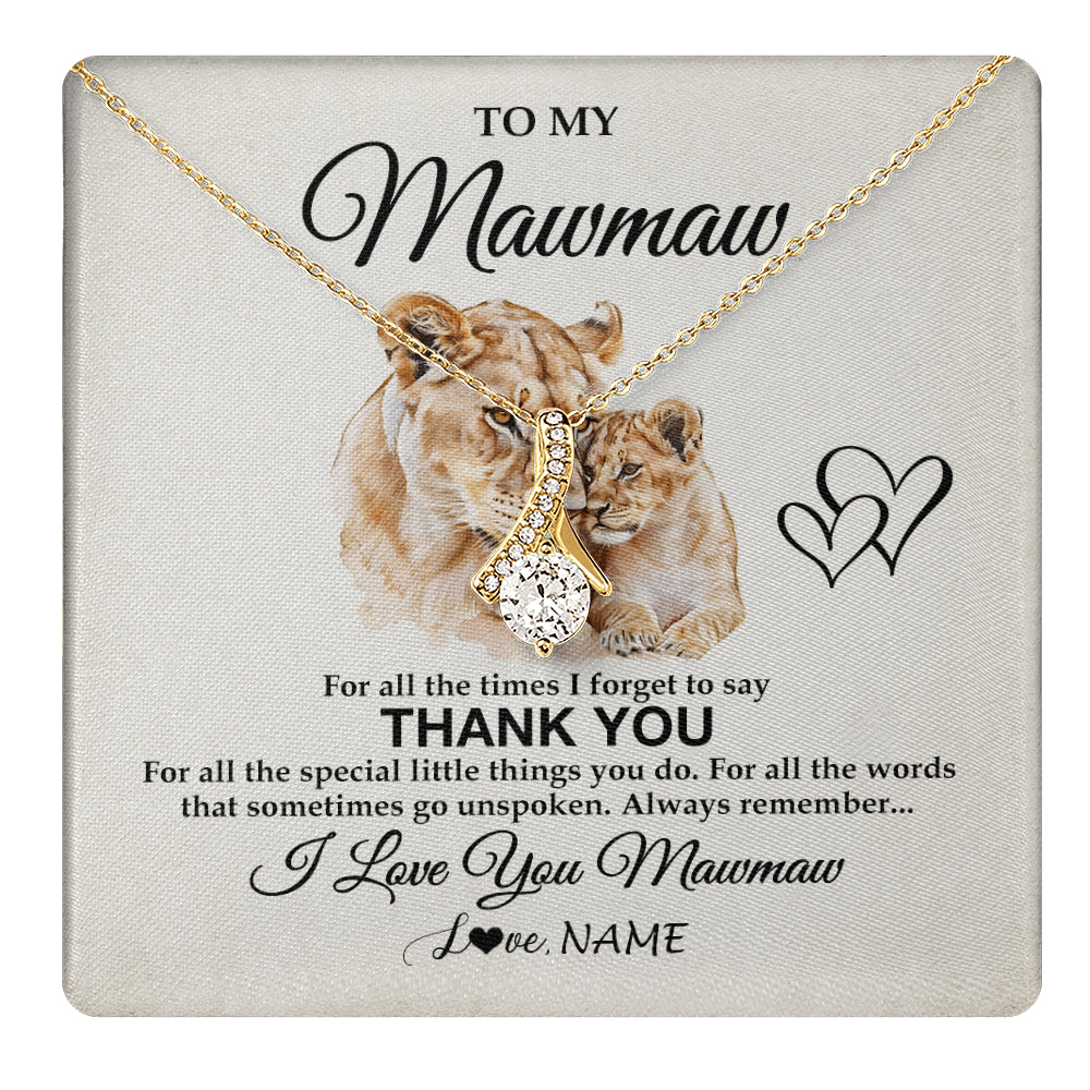 Alluring Beauty Necklace 18K Yellow Gold Finish | 1 | Personalized To My Mawmaw Necklace From Granddaughter Thank You Lion Mawmaw Gift For Mothers Day Birthday Gift Christmas For Mawmaw Gift Box Message Card | teecentury