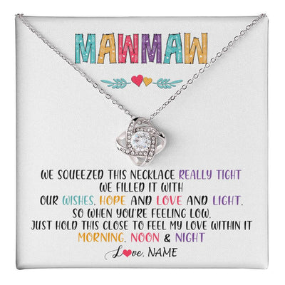 Love Knot Necklace 14K White Gold Finish | 1 | Personalized To My Mawmaw Necklace From Grandkids Granddaughter We Squeezed This Necklace Mawmaw Birthday Mothers Day Customized Gift Box Message Card | teecentury