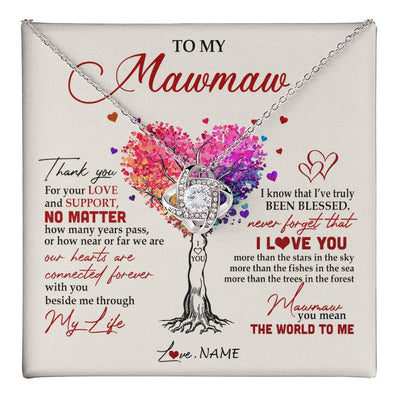 Love Knot Necklace 14K White Gold Finish | 1 | Personalized To My Mawmaw Necklace From Grandkids Never Forget That I Love You You Mean The World Mawmaw Birthday Mothers Day Customized Gift Box Message Card | teecentury