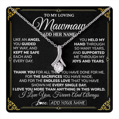 Alluring Beauty Necklace 14K White Gold Finish | 1 | Personalized To My Mawmaw Necklace Gifts Meaningful Gift To Mawmaw From Granddaughter Without You There Is No Me Mothers Day Birthday Gift Box Message Card | https://teecentury.