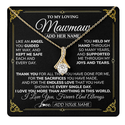 Alluring Beauty Necklace 18K Yellow Gold Finish | 1 | Personalized To My Mawmaw Necklace Gifts Meaningful Gift To Mawmaw From Granddaughter Without You There Is No Me Mothers Day Birthday Gift Box Message Card | https://teecentury.