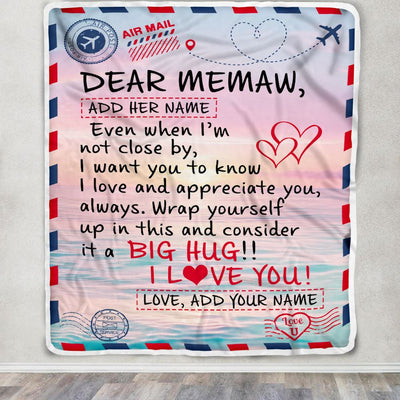 Personalized To My Memaw Blanket From Granddaughter Grandson Letter Mail To Meme Gifts Happy Birthday Gifts Mothers Day Christmas Custom Name Fleece Blanket | teecentury