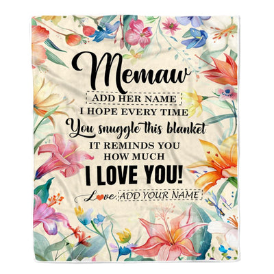 Personalized To My Memaw Blanket From Grandkids Grandson Floral I Love You Great Memaw Birthday Gifts Mothers Day Christmas Customized Fleece Blanket | teecentury