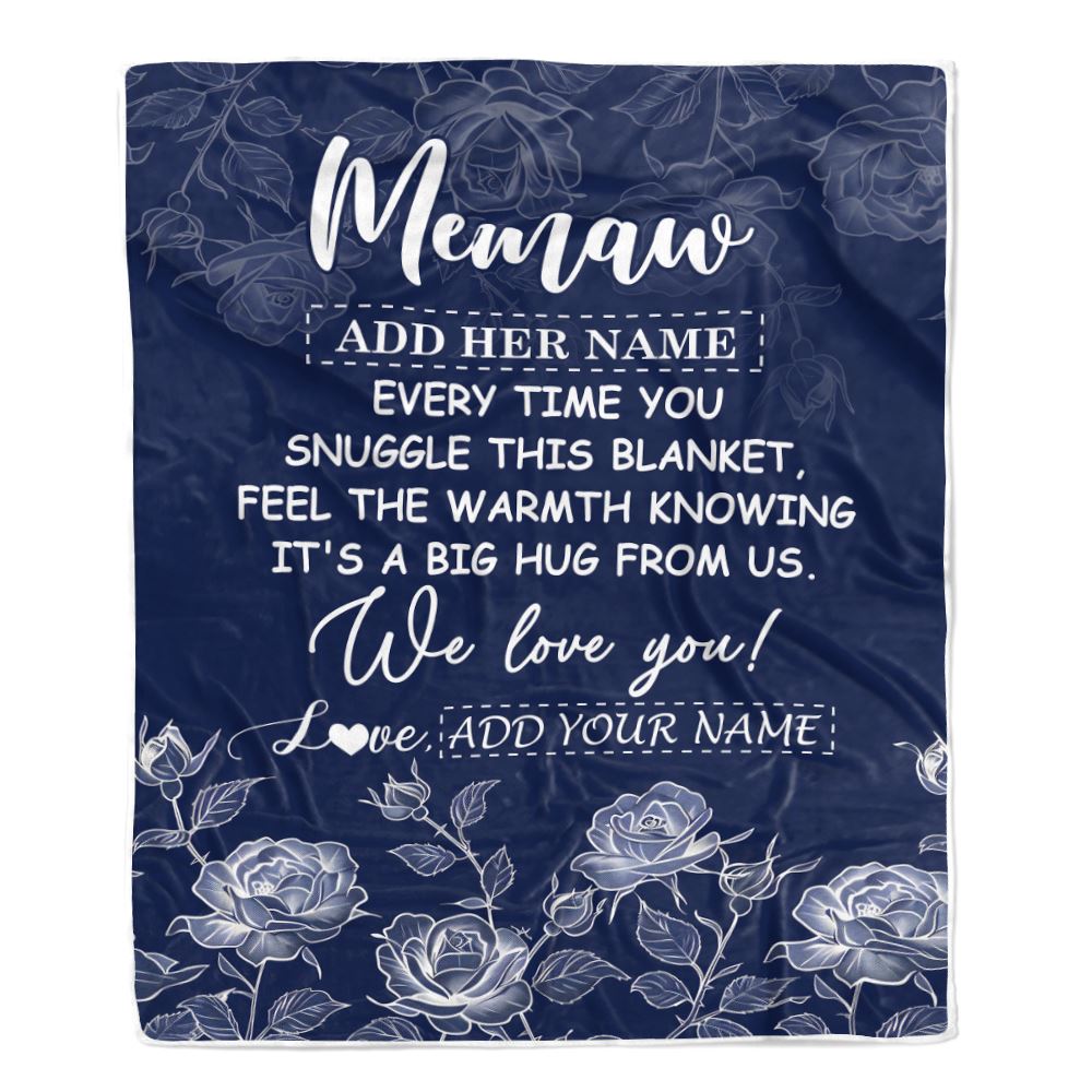 Personalized To My Memaw Gifts Blanket From Granddaughter Grandson Blue Flower Love You Birthday Gifts For Memaw Mothers Day Christmas Memaw Fleece Blanket | teecentury