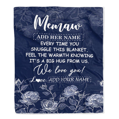 Personalized To My Memaw Gifts Blanket From Granddaughter Grandson Blue Flower Love You Birthday Gifts For Memaw Mothers Day Christmas Memaw Fleece Blanket | teecentury