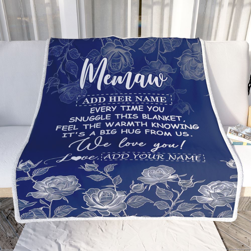 Personalized To My Memaw Gifts Blanket From Granddaughter Grandson Blue Flower Love You Birthday Gifts For Memaw Mothers Day Christmas Memaw Fleece Blanket | teecentury