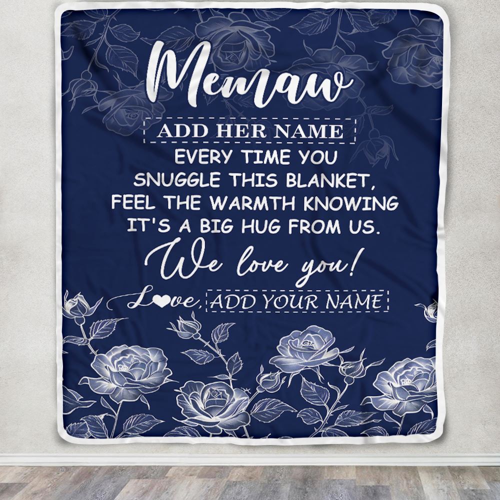 Personalized To My Memaw Gifts Blanket From Granddaughter Grandson Blue Flower Love You Birthday Gifts For Memaw Mothers Day Christmas Memaw Fleece Blanket | teecentury