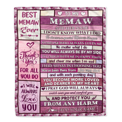 Personalized To My Memaw Gifts Blanket From Granddaughter Grandson Wood Thank You For All Gifts For Memaw Mothers Day Birthday Christmas Fleece Throw Blanket | teecentury