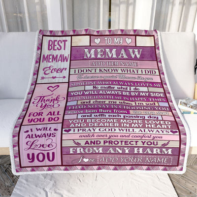 Personalized To My Memaw Gifts Blanket From Granddaughter Grandson Wood Thank You For All Gifts For Memaw Mothers Day Birthday Christmas Fleece Throw Blanket | teecentury
