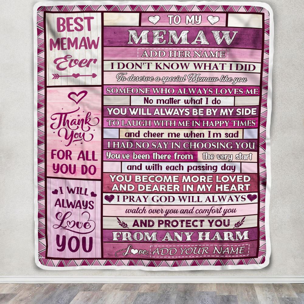 Personalized To My Memaw Gifts Blanket From Granddaughter Grandson Wood Thank You For All Gifts For Memaw Mothers Day Birthday Christmas Fleece Throw Blanket | teecentury
