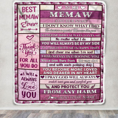 Personalized To My Memaw Gifts Blanket From Granddaughter Grandson Wood Thank You For All Gifts For Memaw Mothers Day Birthday Christmas Fleece Throw Blanket | teecentury