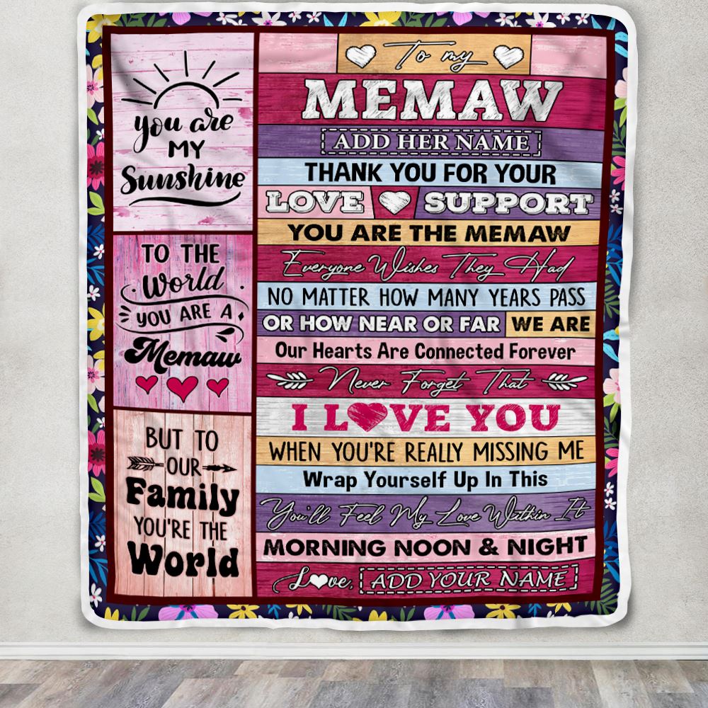 Personalized To My Memaw Gifts Blanket From Grandkids Grandson Wood You Are The Memaw Birthday Gifts Mothers Day Christmas Customized Fleece Blanket | teecentury
